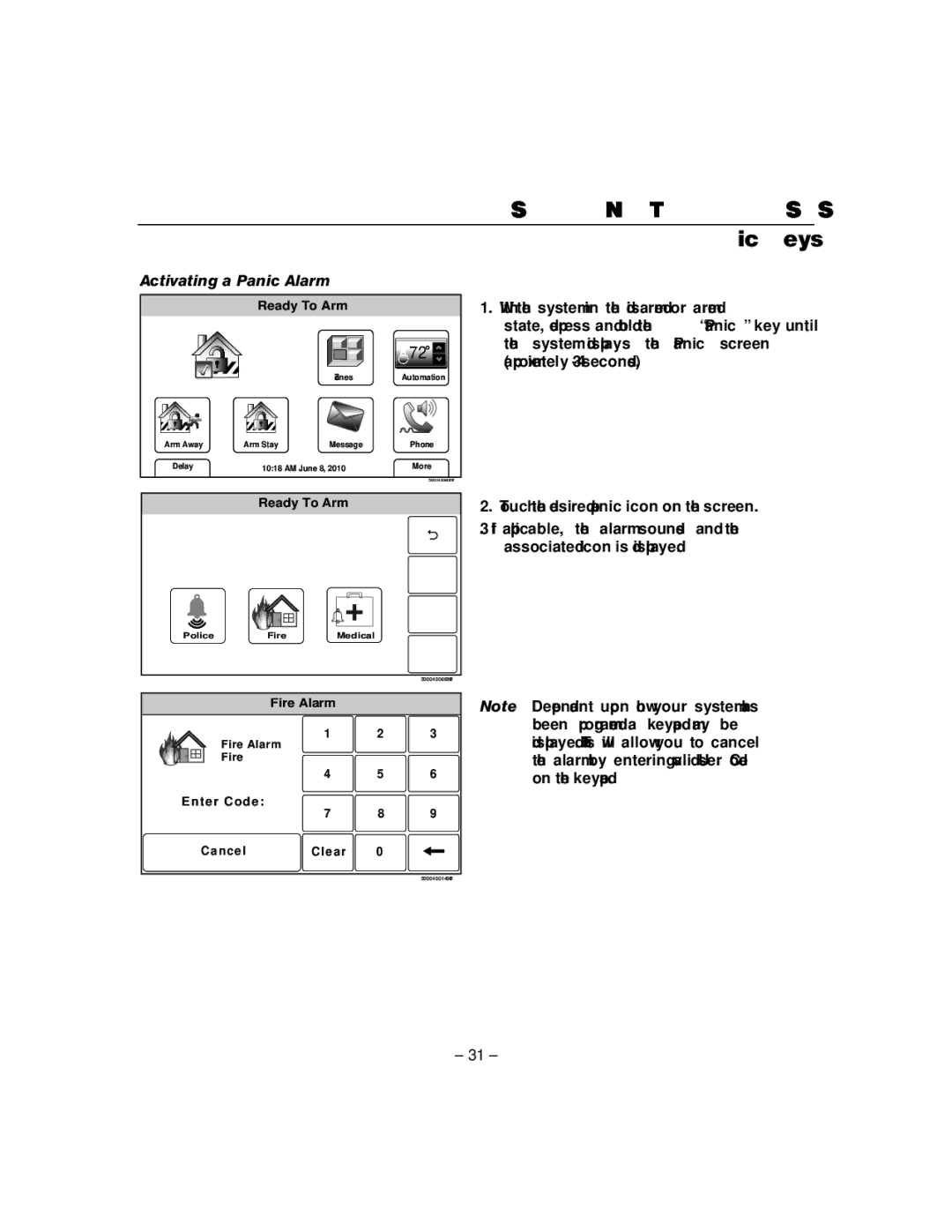 Honeywell L5100 manual Activating a Panic Alarm 