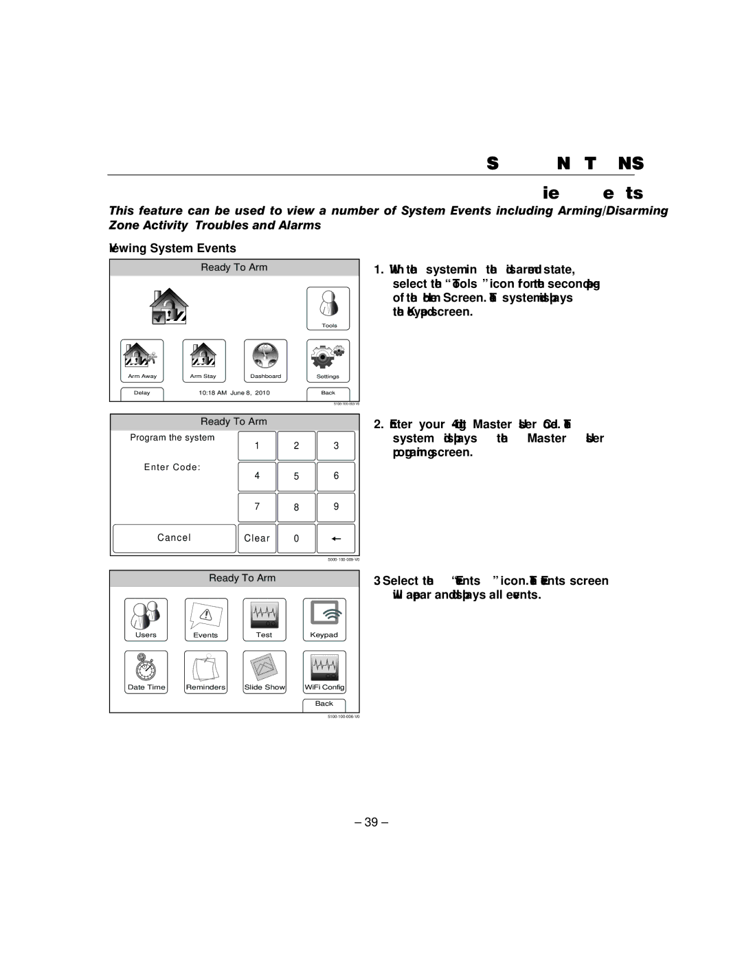 Honeywell L5100 manual View Events, Viewing System Events 