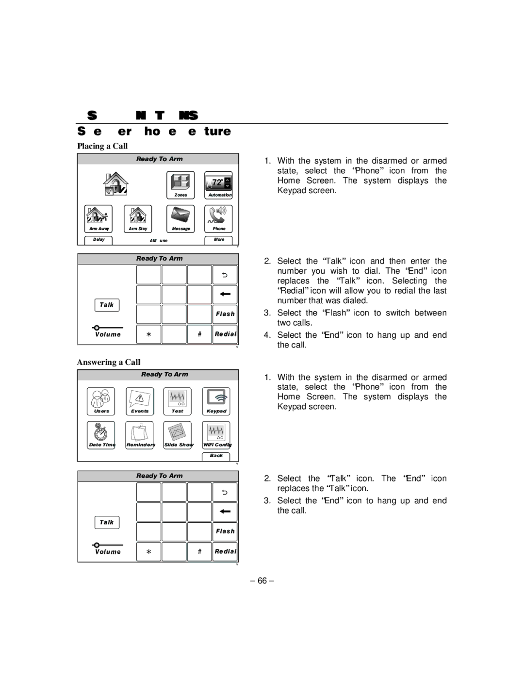 Honeywell L5100 manual Placing a Call, Answering a Call 