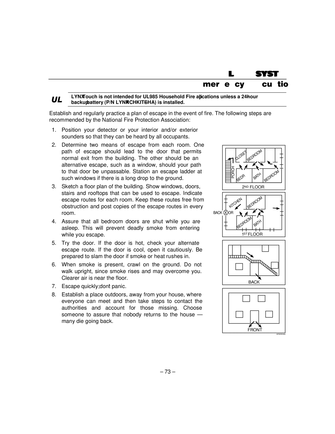 Honeywell L5100 manual Emergency Evacuation 