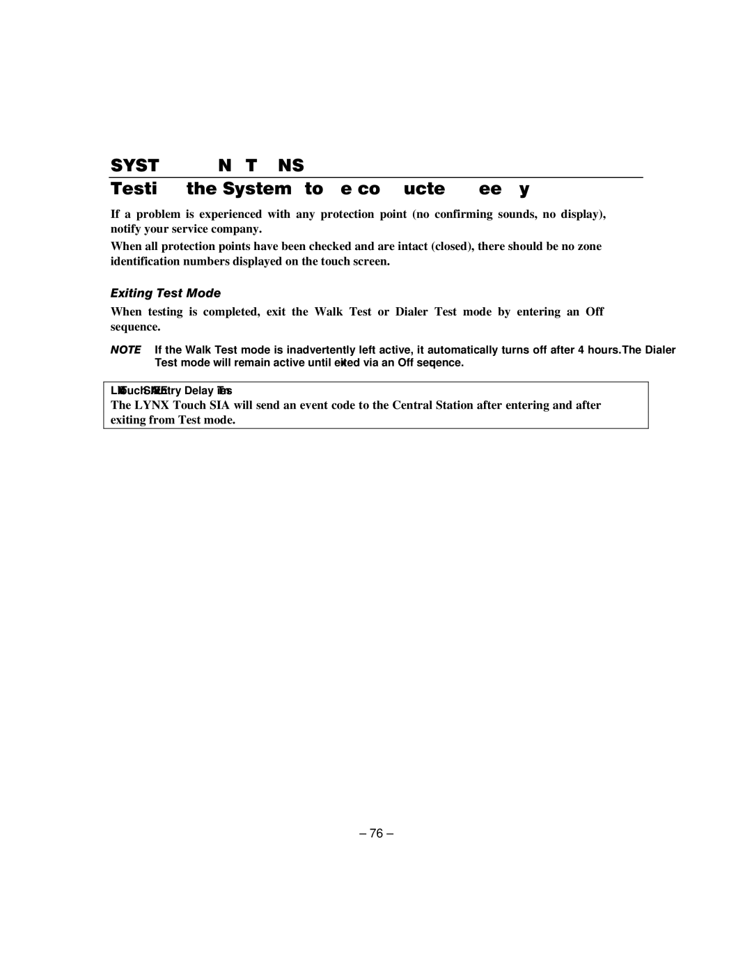 Honeywell L5100 manual Exiting Test Mode 