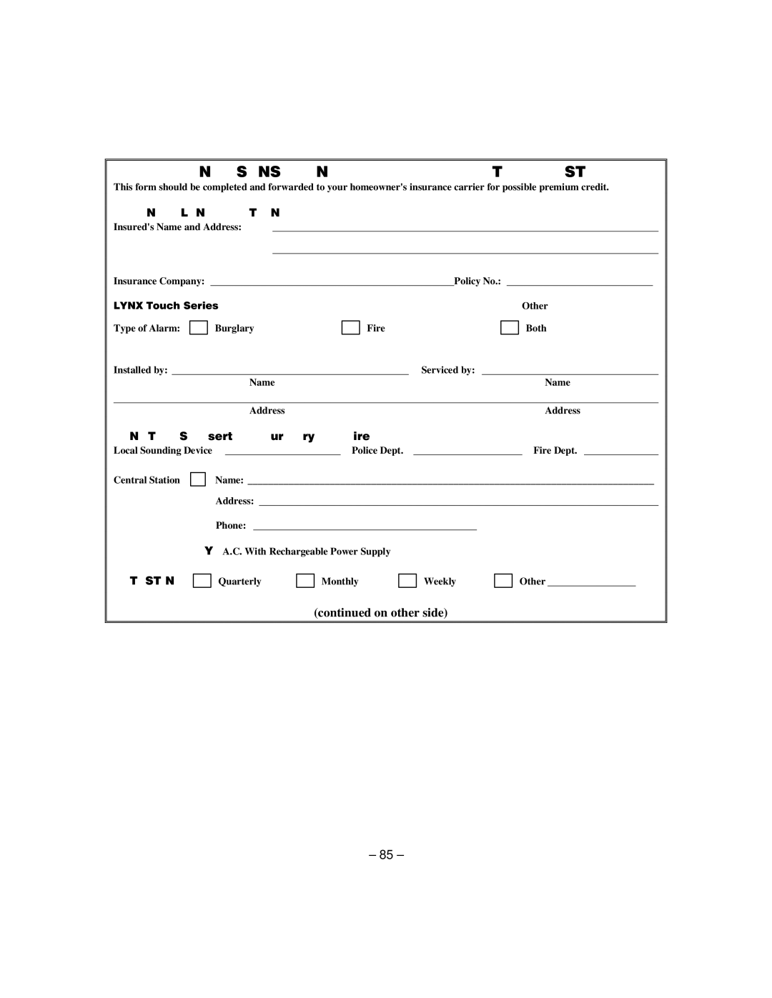 Honeywell L5100 manual Owners Insurance Premium Credit Request 