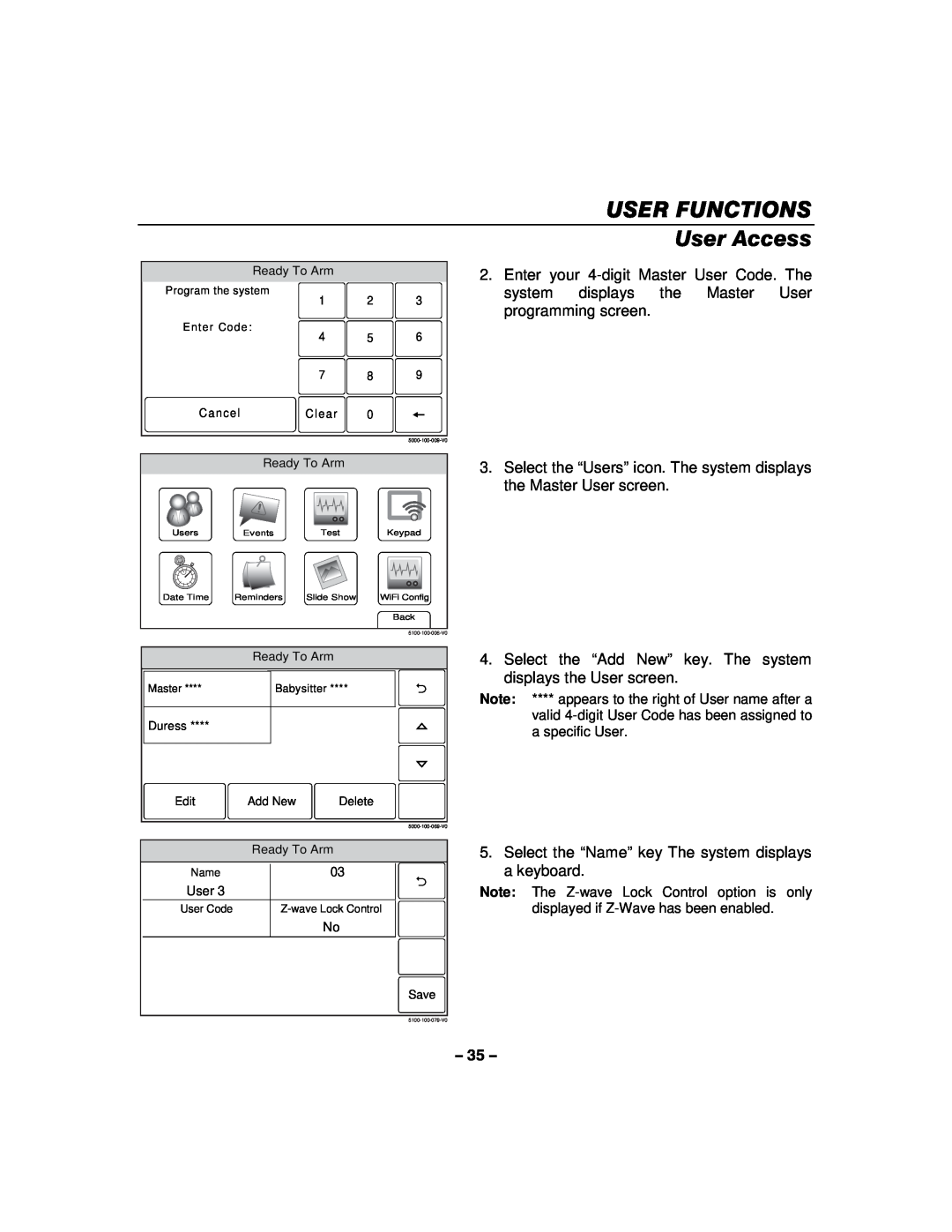 Honeywell L5100 manual User Functions, User Access 