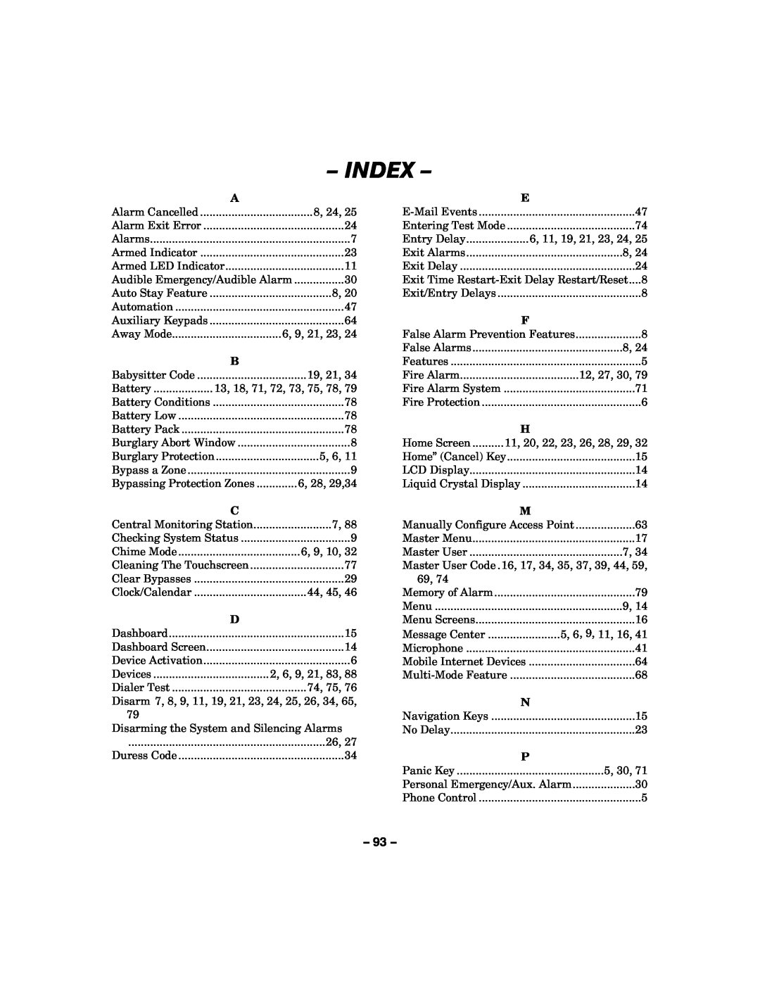 Honeywell L5100 manual Index 