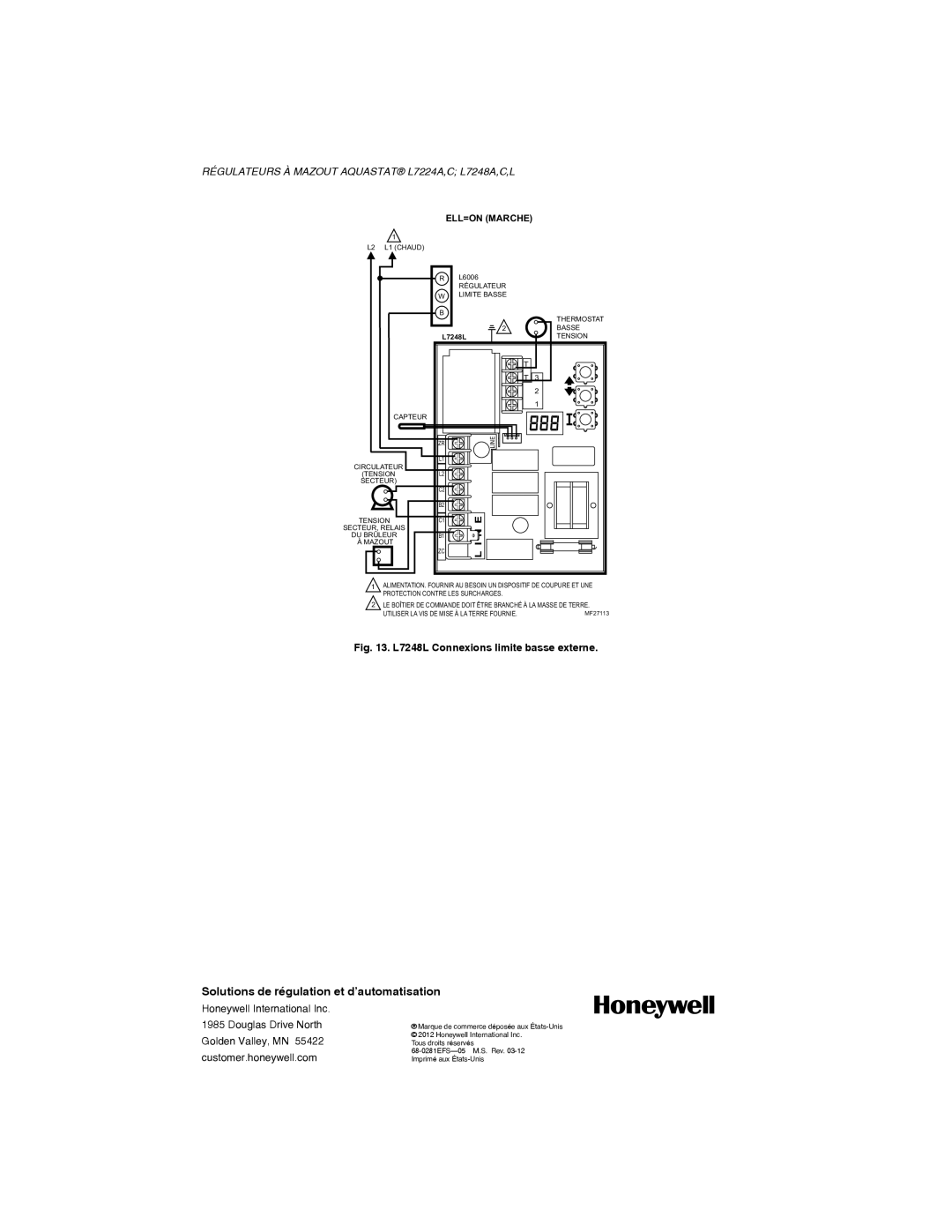 Honeywell L7248A,C,L, L7224A,C installation instructions Solutions de régulation et d’automatisation 