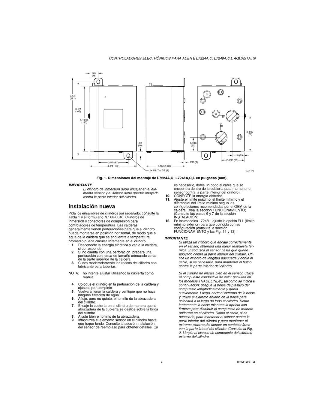 Honeywell L7224A,C, L7248A,C,L installation instructions Instalación nueva 