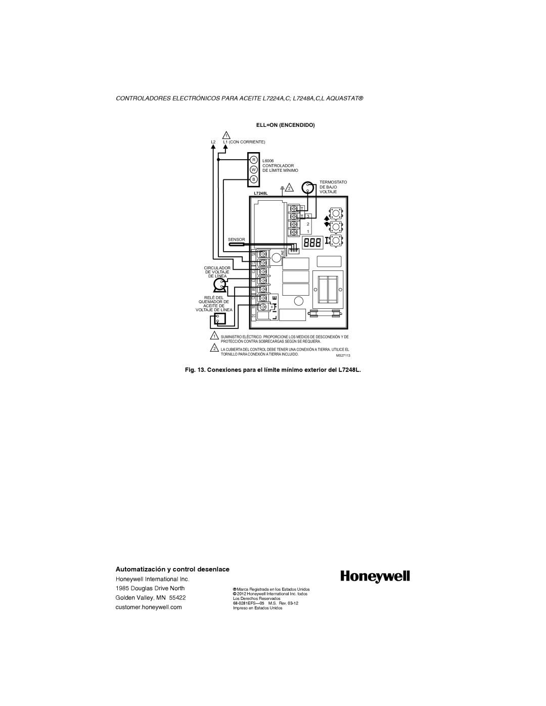 Honeywell L7248A,C,L, L7224A,C installation instructions Automatización y control desenlace 