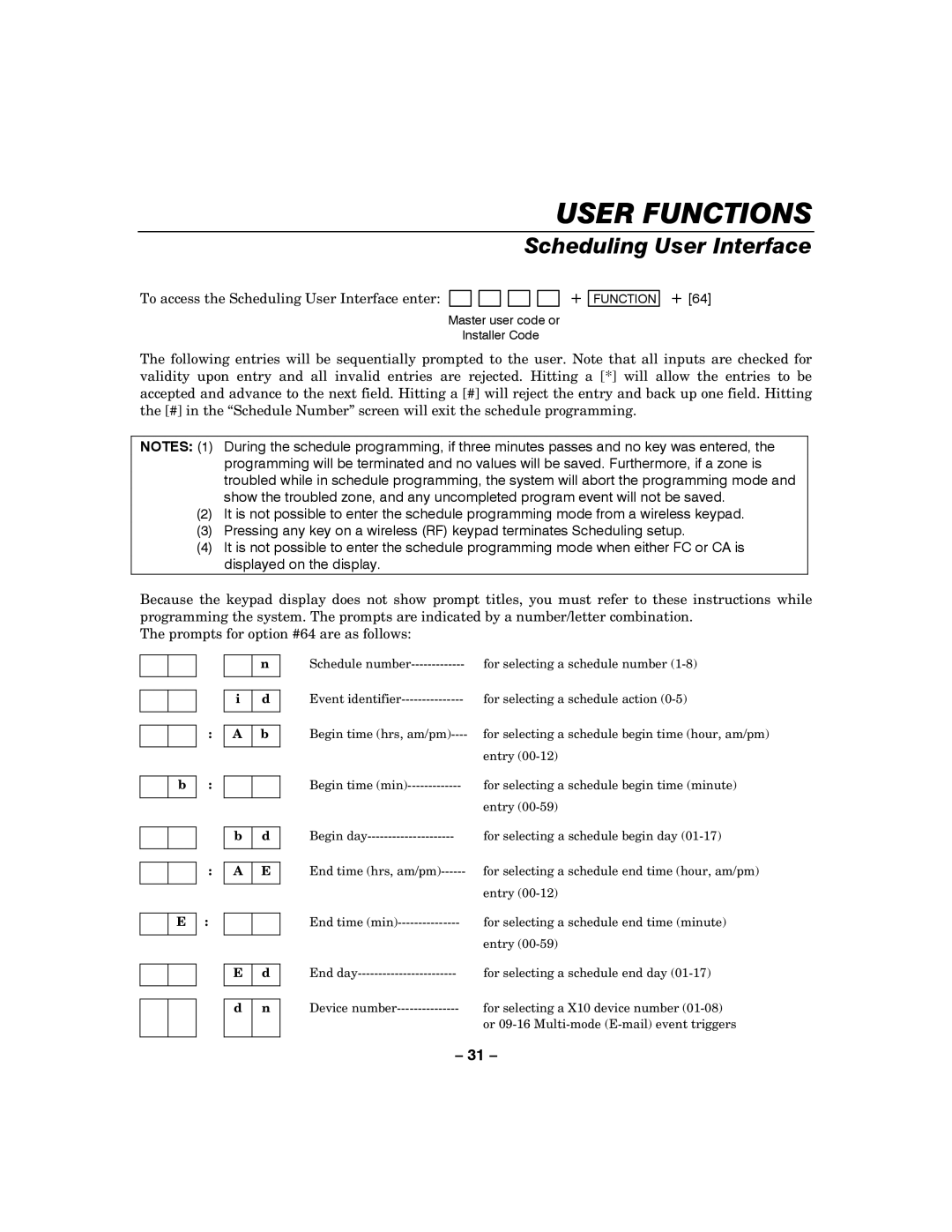 Honeywell LYNXR-2 manual Scheduling User Interface 