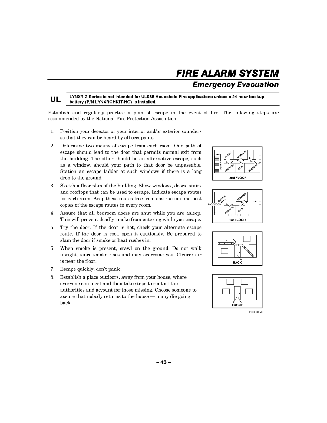 Honeywell LYNXR-2 manual Emergency Evacuation 