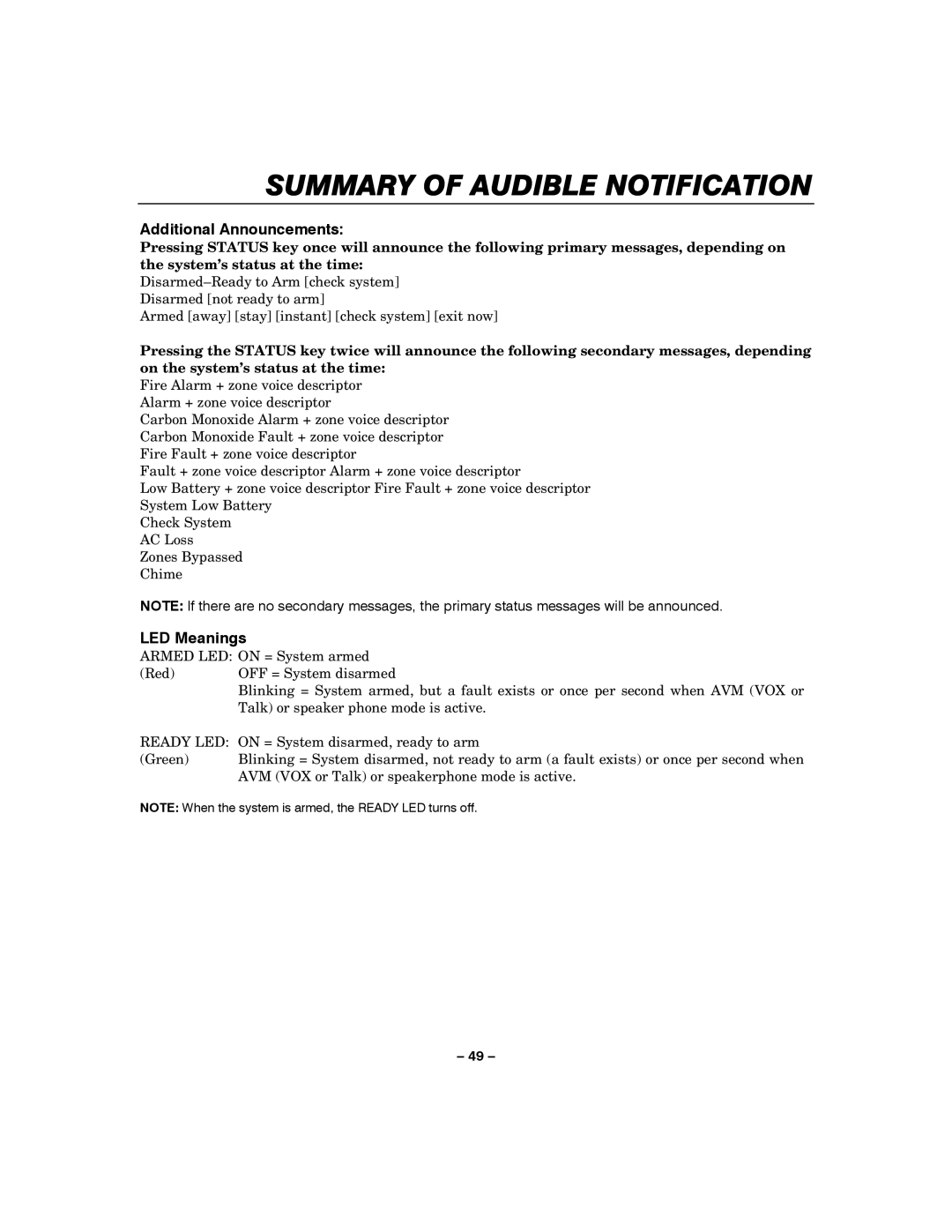 Honeywell LYNXR-2 manual Additional Announcements 