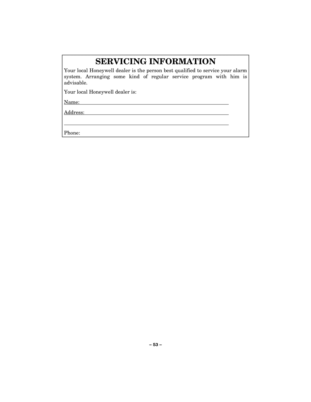 Honeywell LYNXR-2 manual Servicing Information 