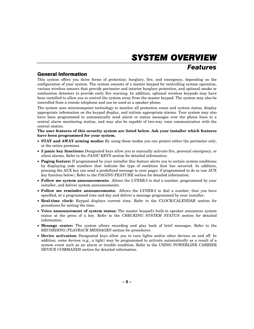 Honeywell LYNXR-I manual System Overview 