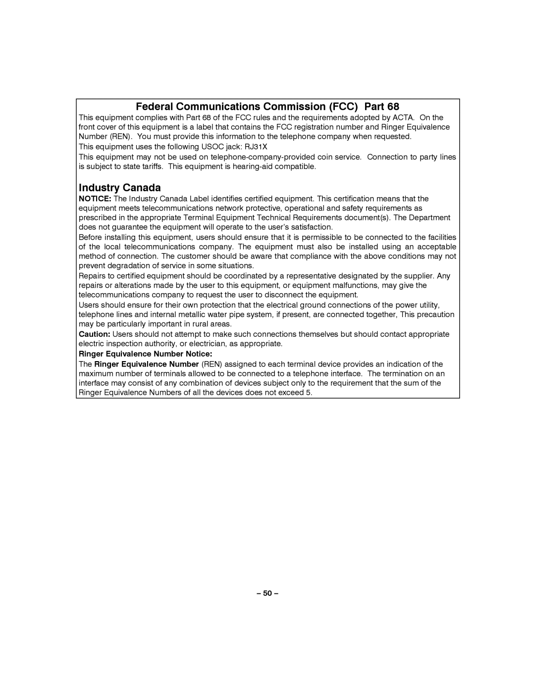 Honeywell LYNXR-I manual Federal Communications Commission FCC Part, Ringer Equivalence Number Notice 