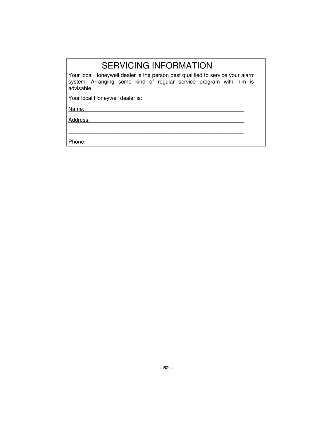 Honeywell LYNXR-I manual Servicing Information 