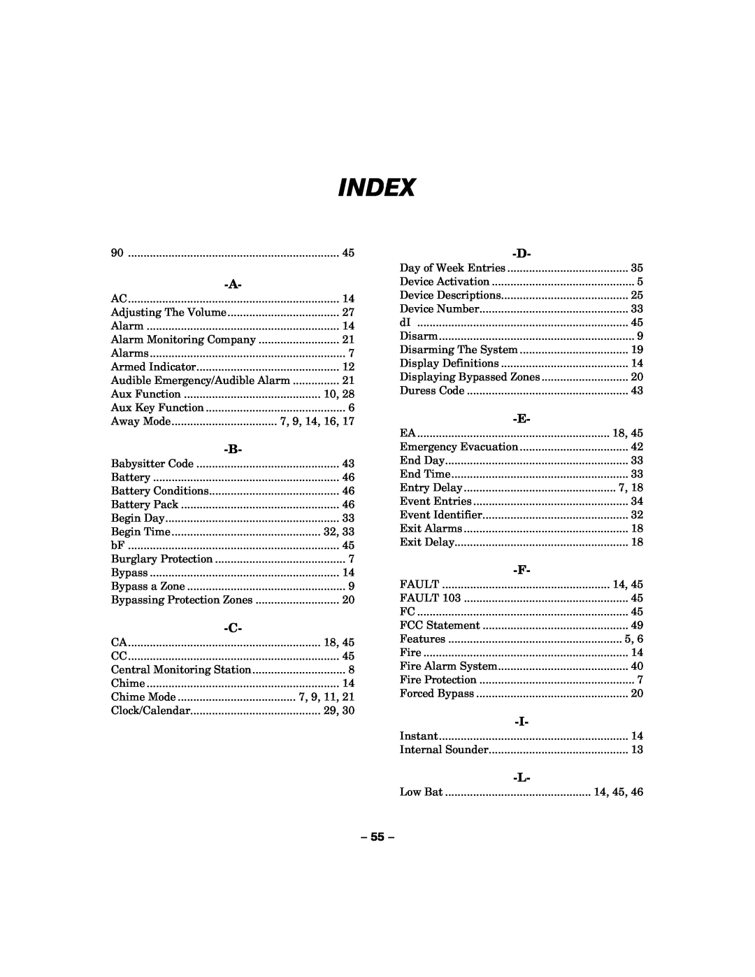 Honeywell LYNXR-I manual Index 