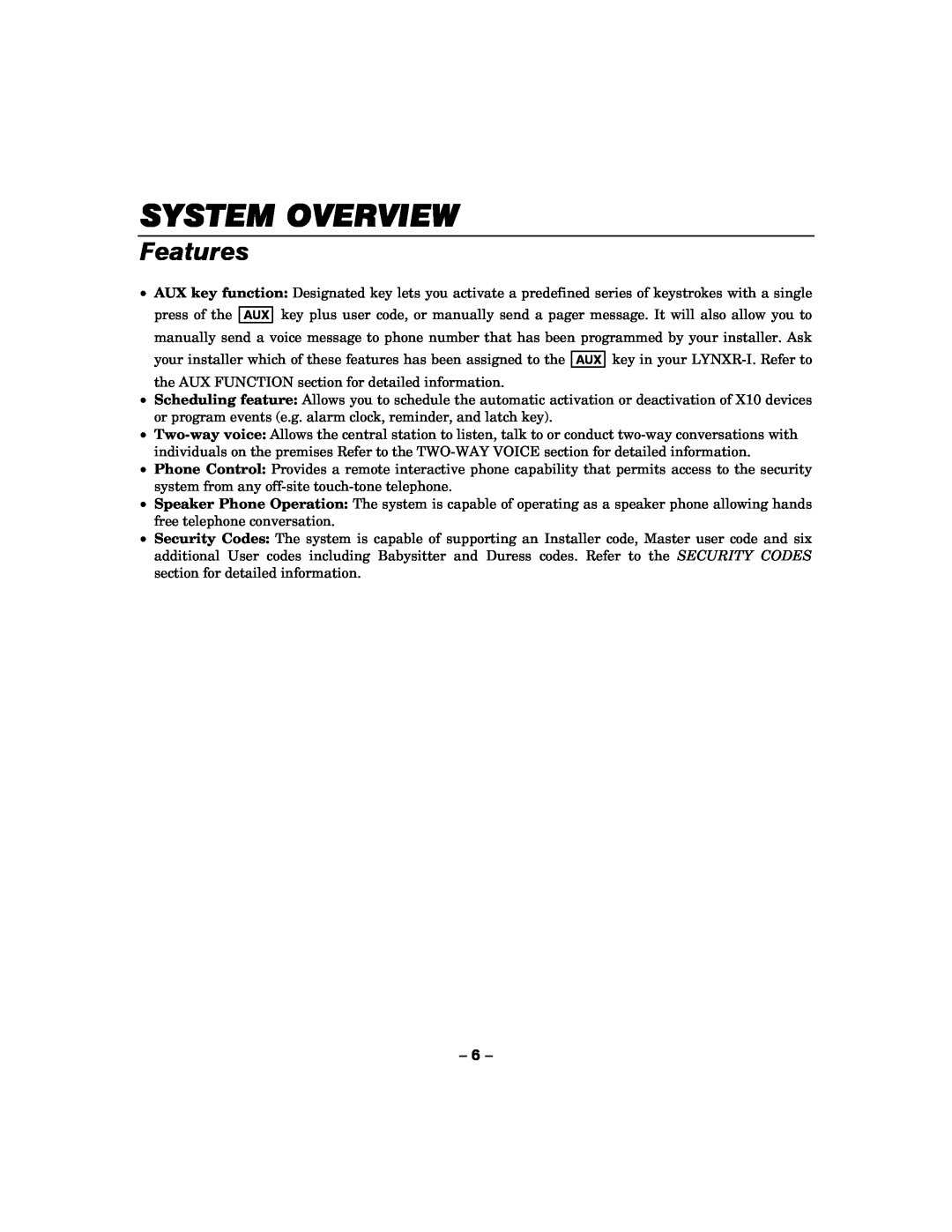 Honeywell LYNXR-I manual System Overview, Features 