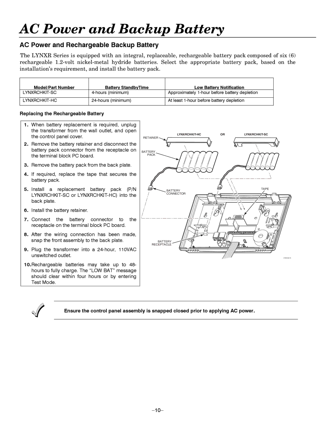 Honeywell LYNXR Series, LYNXR-EN setup guide Hours minimum Approximately 1-hour before battery depletion 