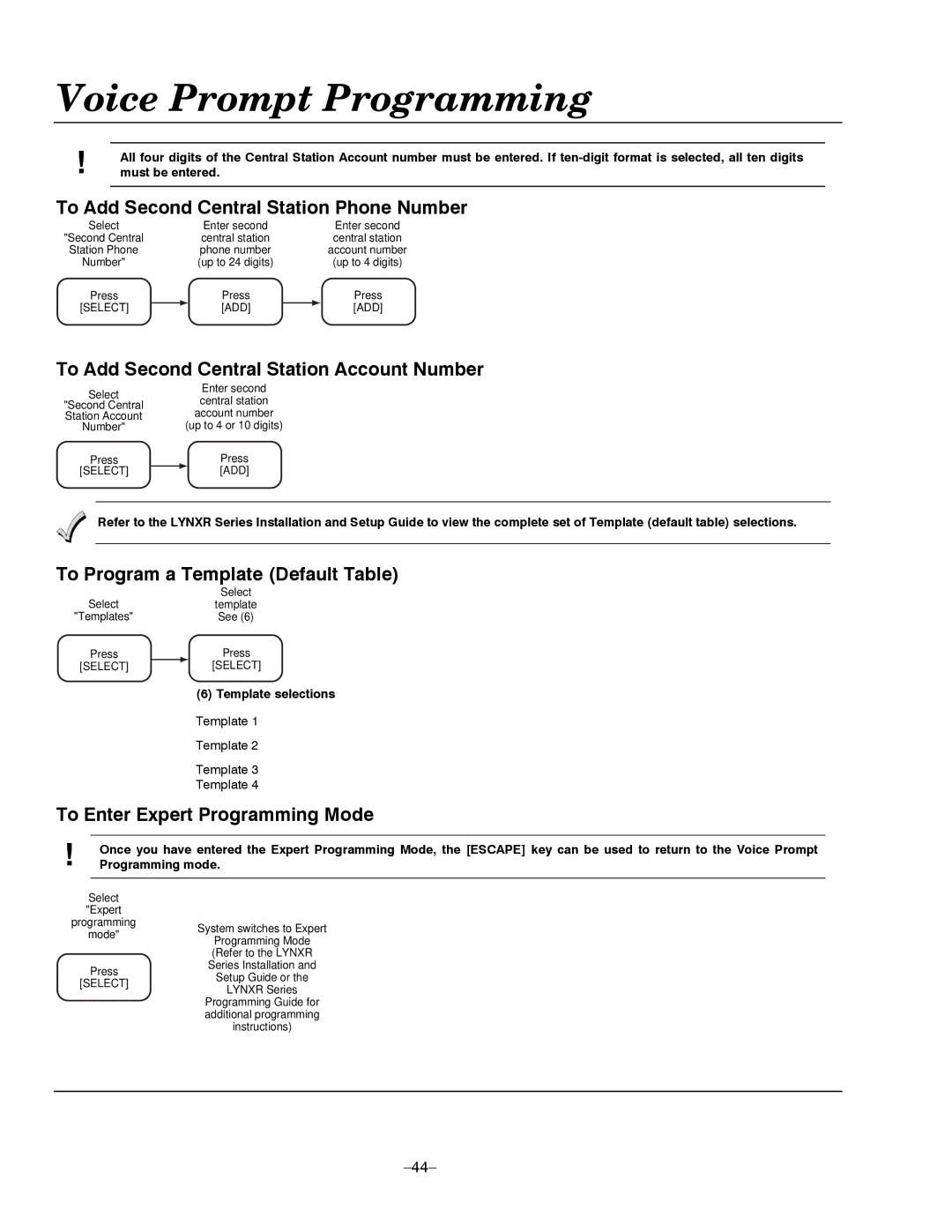 Honeywell LYNXR Series, LYNXR-EN setup guide To Enter Expert Programming Mode, Template 