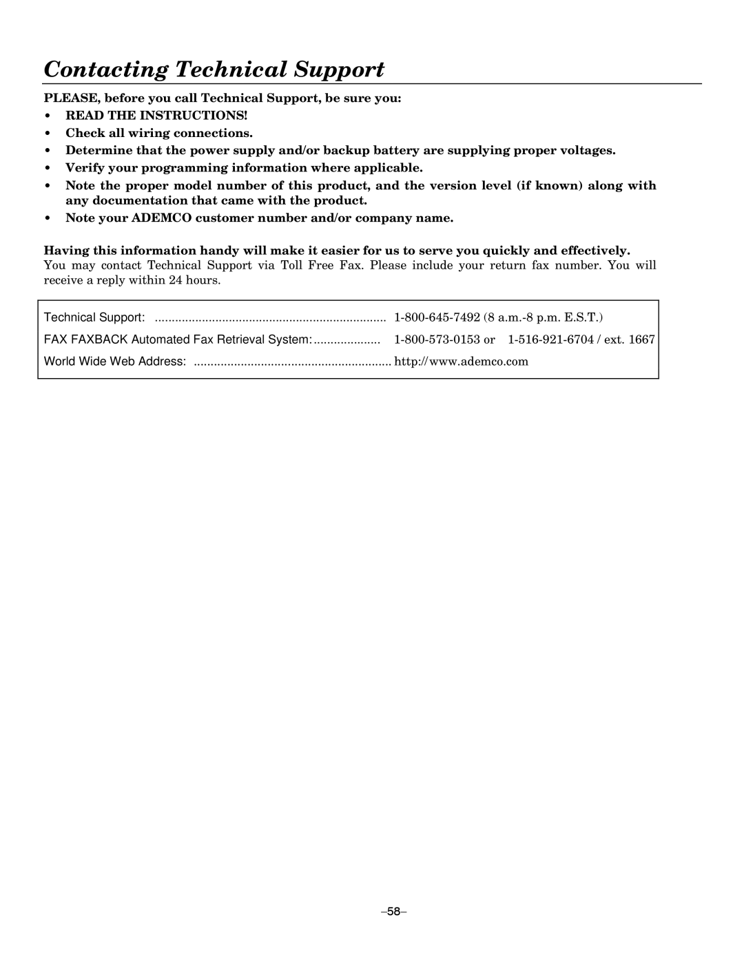 Honeywell LYNXR Series, LYNXR-EN setup guide PLEASE, before you call Technical Support, be sure you, Read the Instructions 