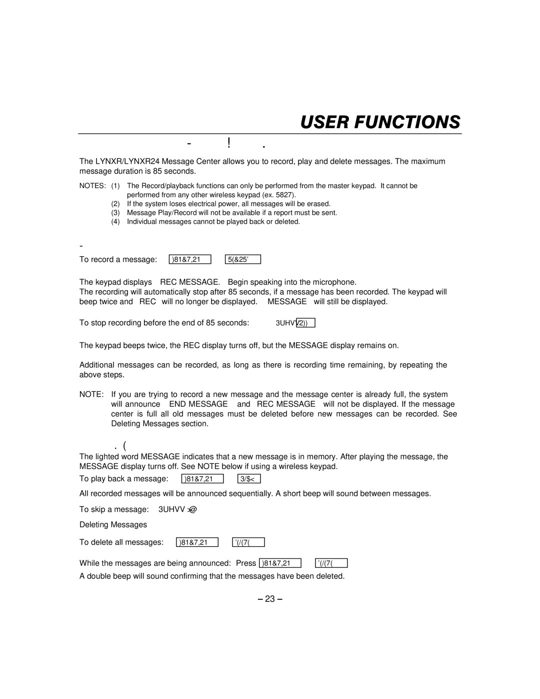 Honeywell LYNXR24 manual 5HFRUGLQJD0HVVDJH, 0HVVDJH3OD\EDFN, To record a message, Deleting Messages 