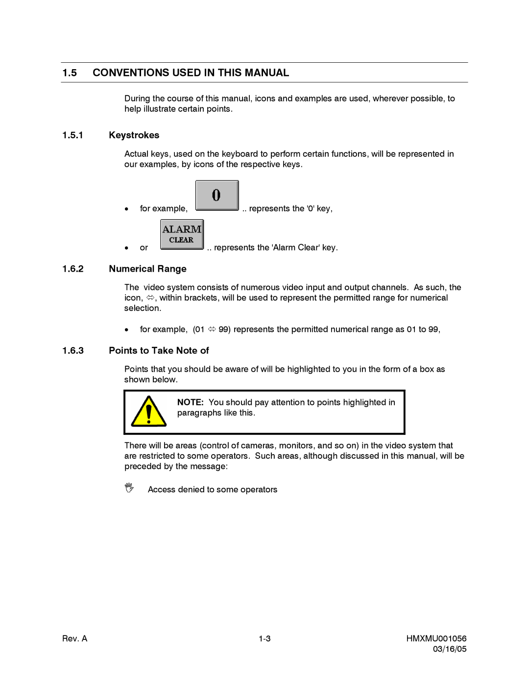 Honeywell MAXPRO-NET manual Conventions Used in this Manual, Keystrokes, Numerical Range, Points to Take Note 