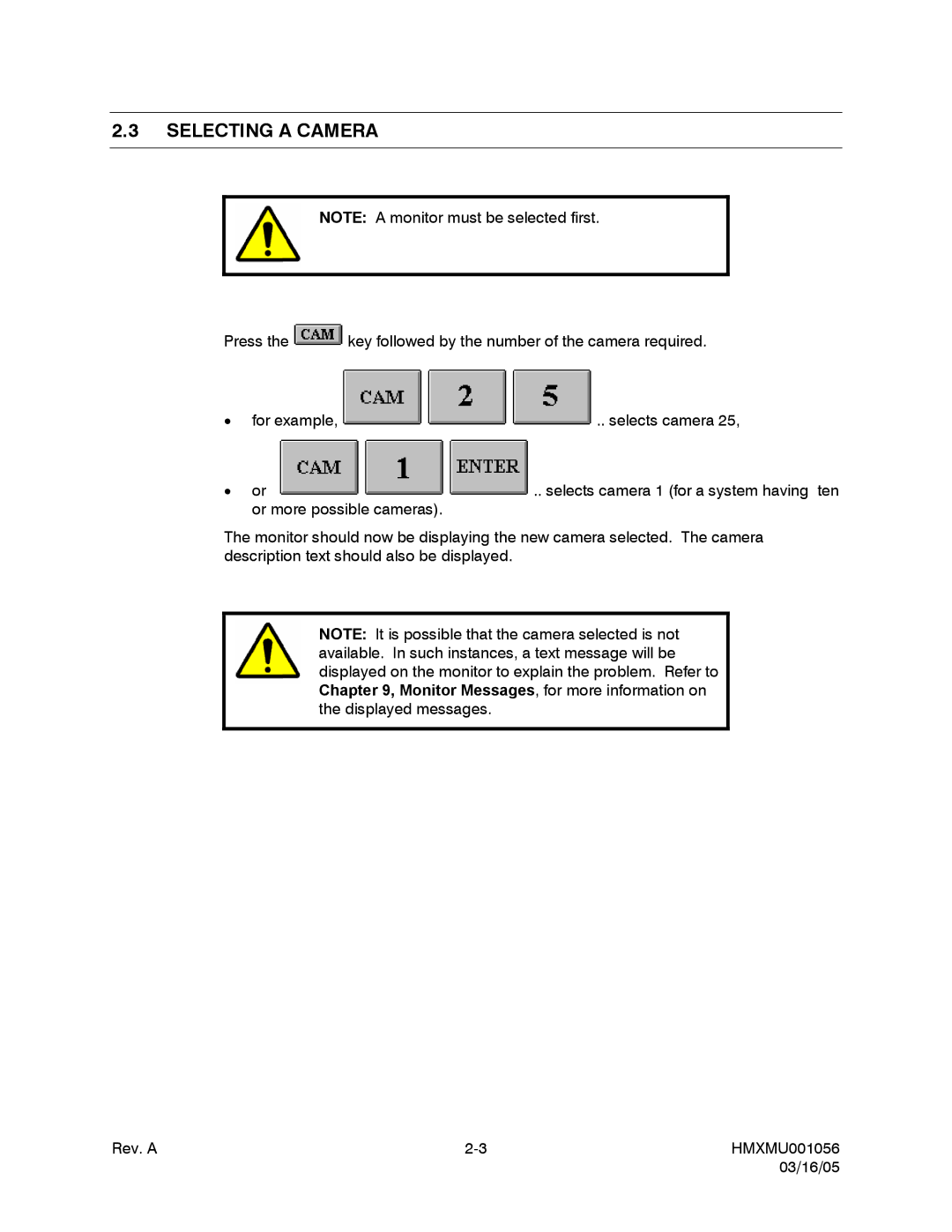 Honeywell MAXPRO-NET manual Selecting a Camera 