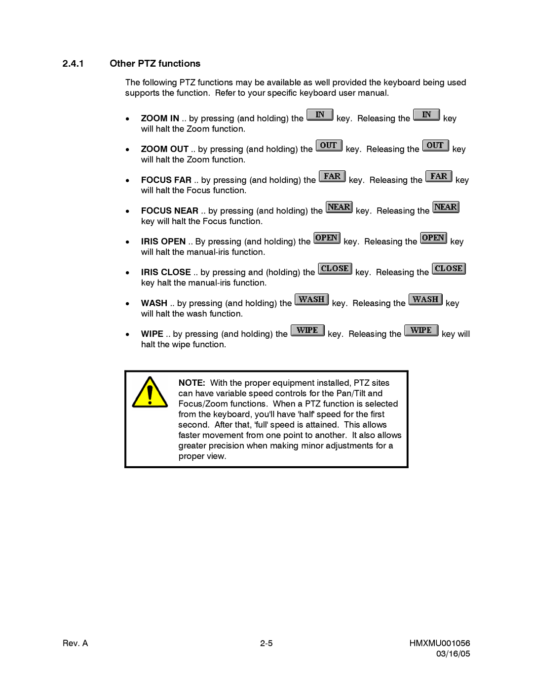 Honeywell MAXPRO-NET manual Other PTZ functions 