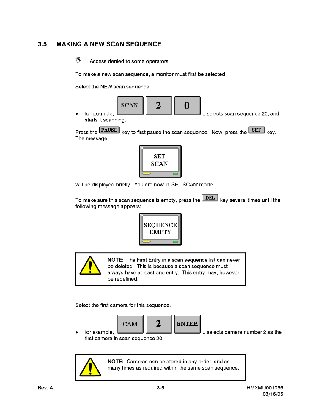 Honeywell MAXPRO-NET manual Making a NEW Scan Sequence 