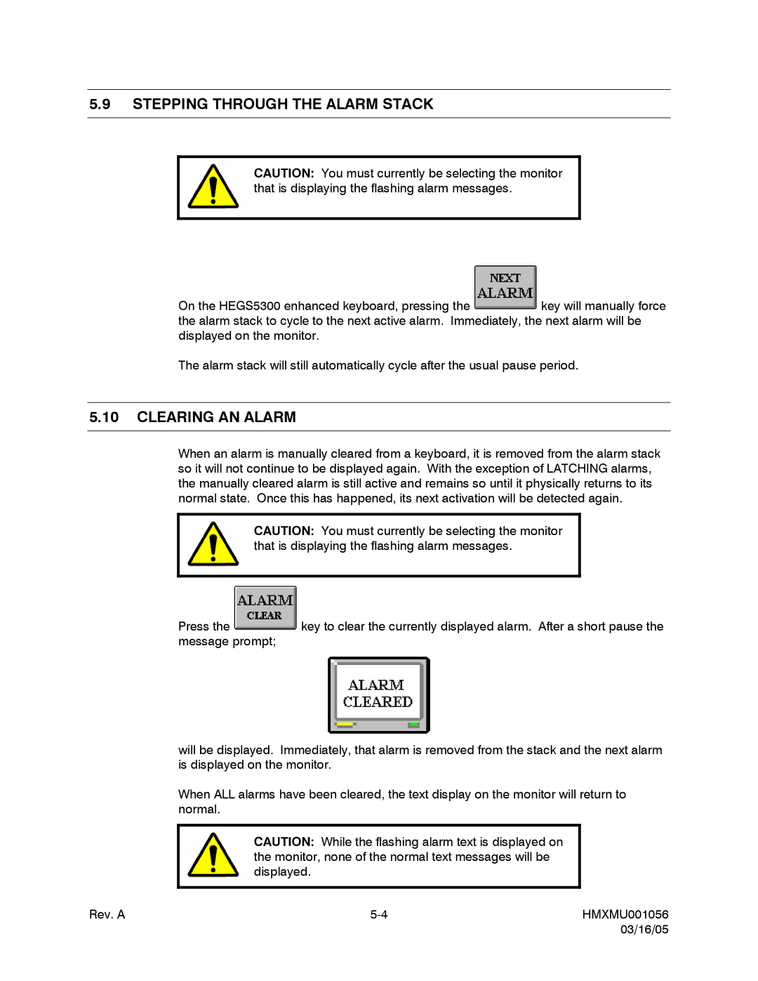 Honeywell MAXPRO-NET manual Stepping Through the Alarm Stack, Clearing AN Alarm 