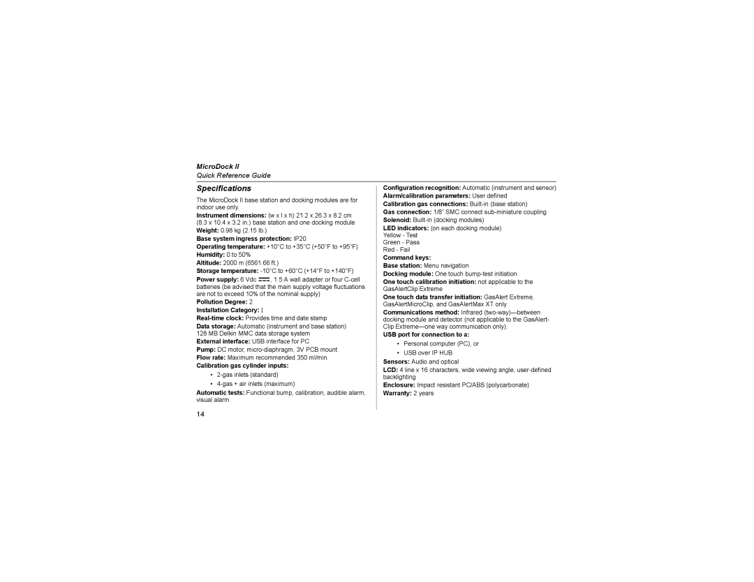 Honeywell MicroDock II manual Specifications 