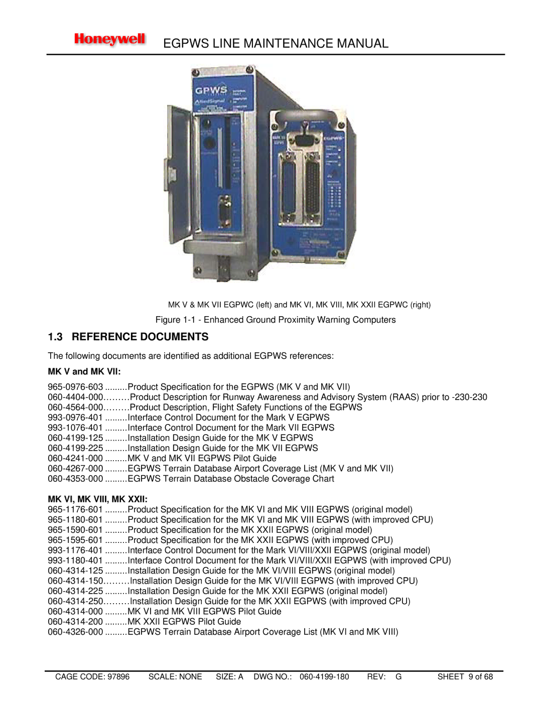 Honeywell MK VIII, MK XXII manual Reference Documents, Mk Vi, Mk Viii, Mk 