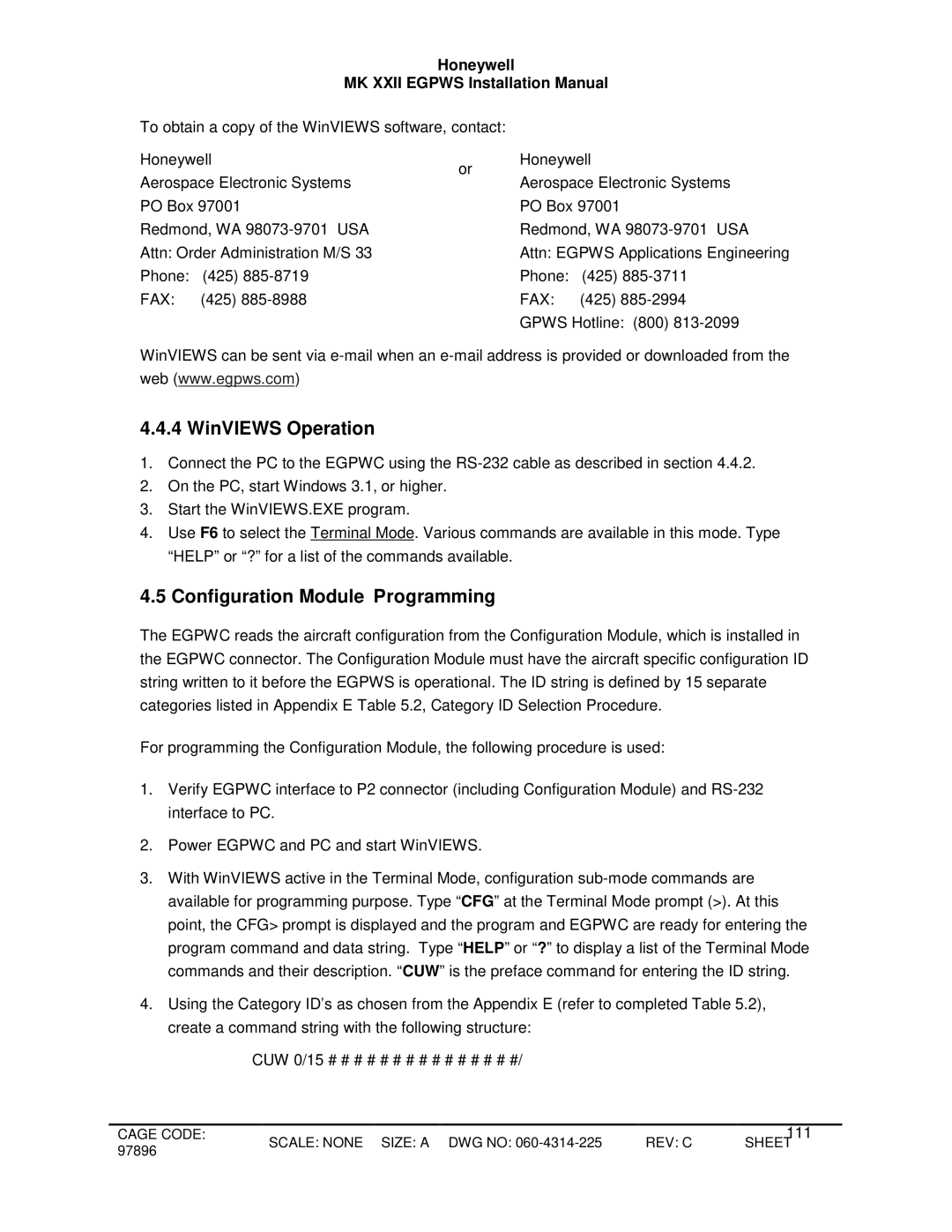 Honeywell MKXXII installation manual WinVIEWS Operation, Configuration Module Programming 