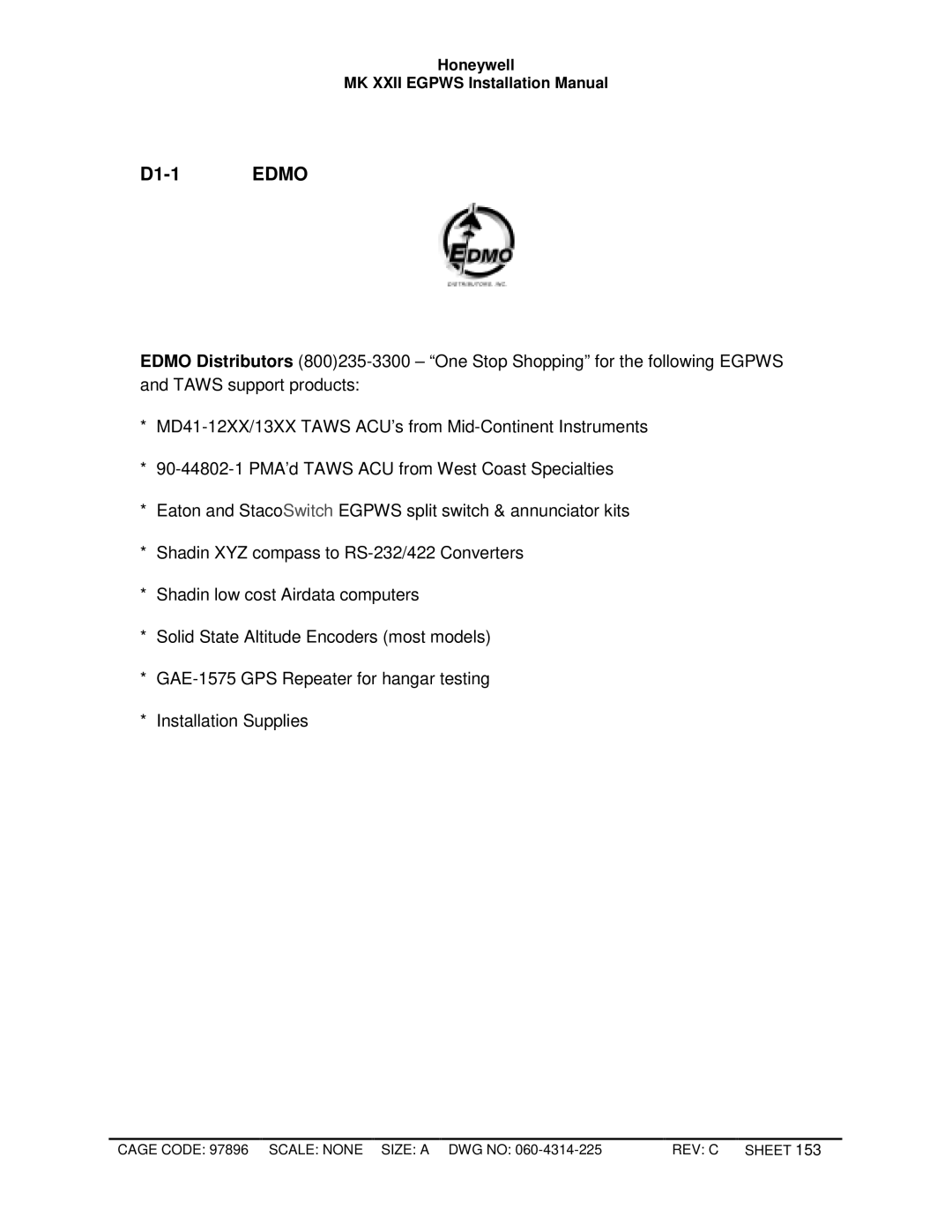 Honeywell MKXXII installation manual D1-1 Edmo 