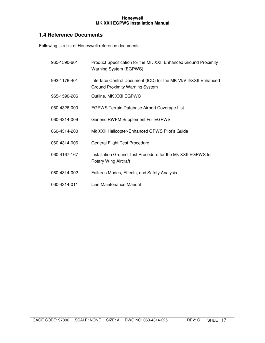 Honeywell MKXXII installation manual Reference Documents 