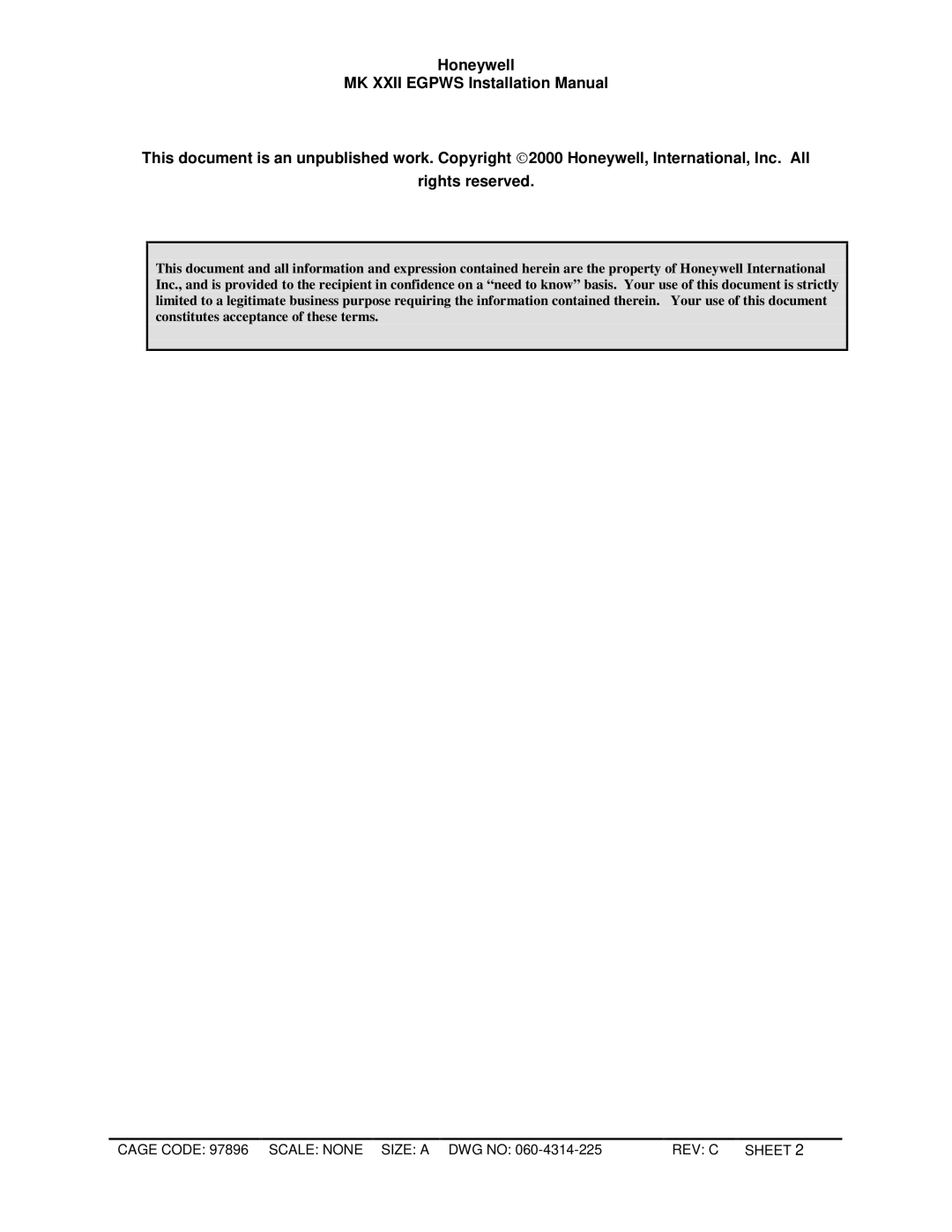 Honeywell MKXXII installation manual REV C Sheet 