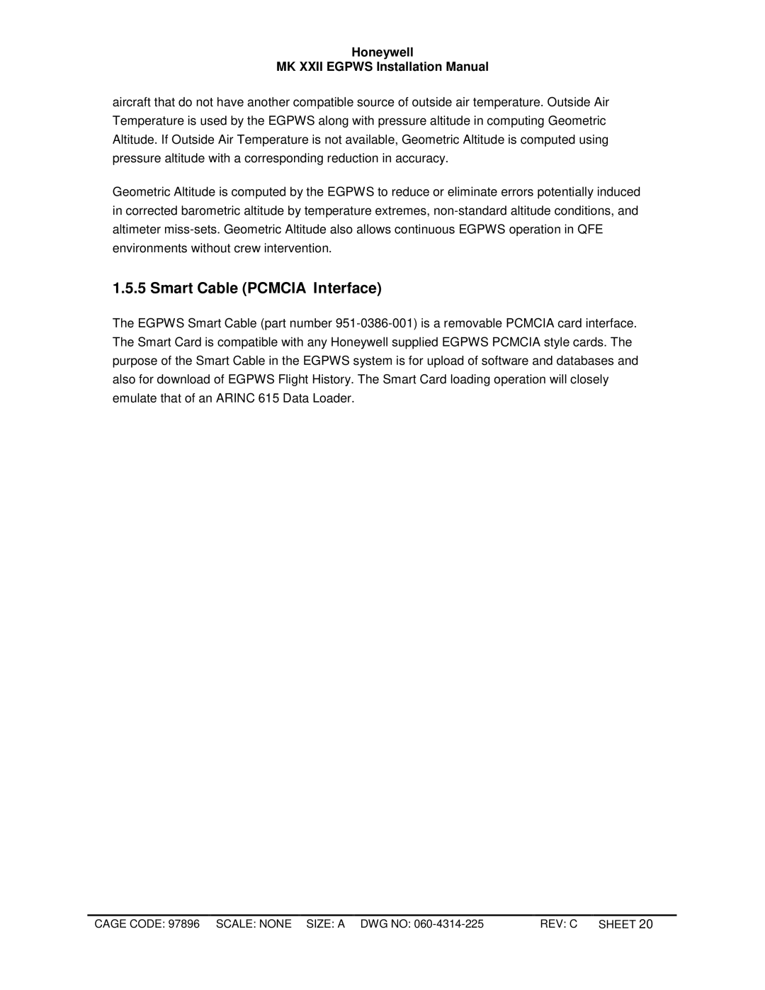 Honeywell MKXXII installation manual Smart Cable Pcmcia Interface 