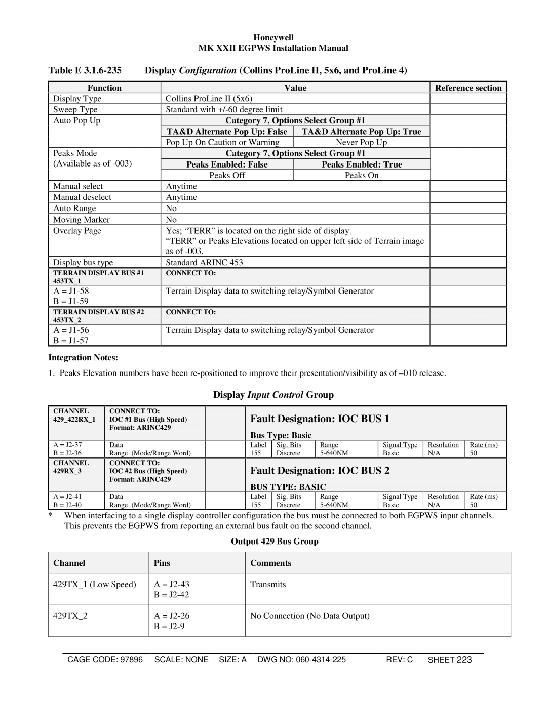 Honeywell MKXXII installation manual Fault Designation IOC BUS 