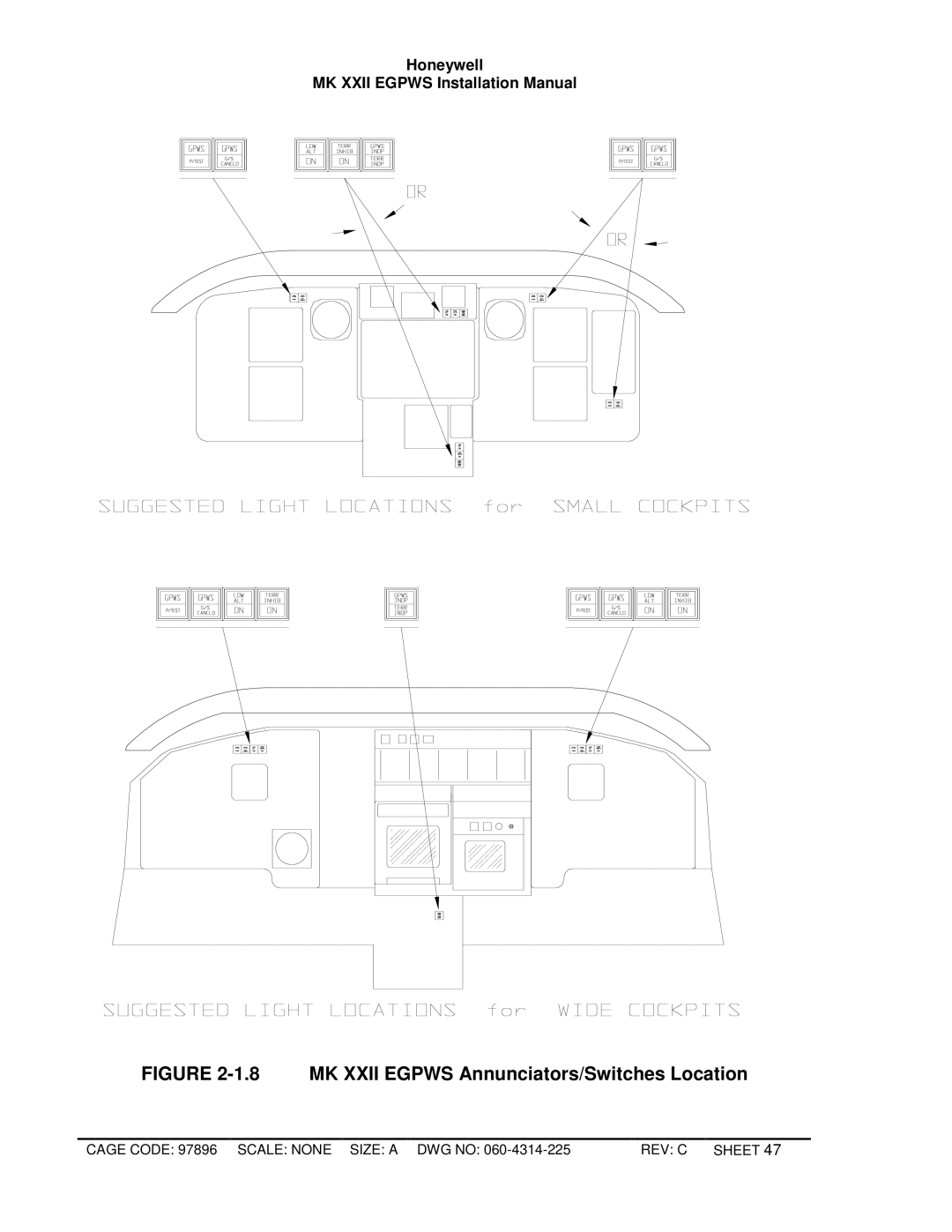 Honeywell MKXXII installation manual MK Xxii Egpws Annunciators/Switches Location 