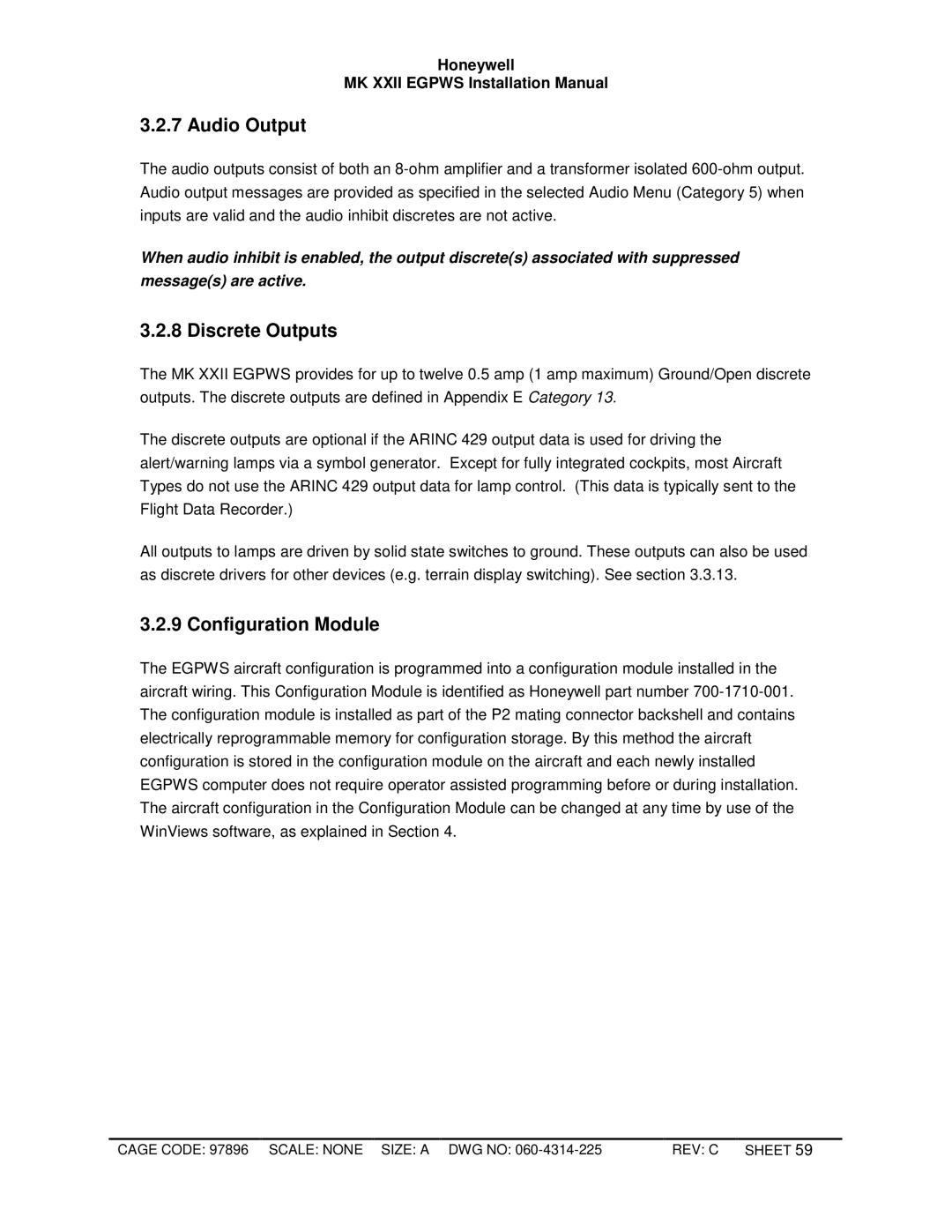 Honeywell MKXXII installation manual Audio Output, Discrete Outputs 