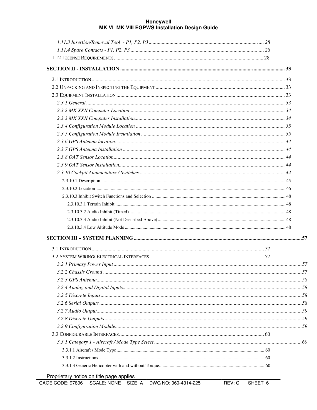 Honeywell MKXXII installation manual Honeywell MK VI MK Viii Egpws Installation Design Guide 