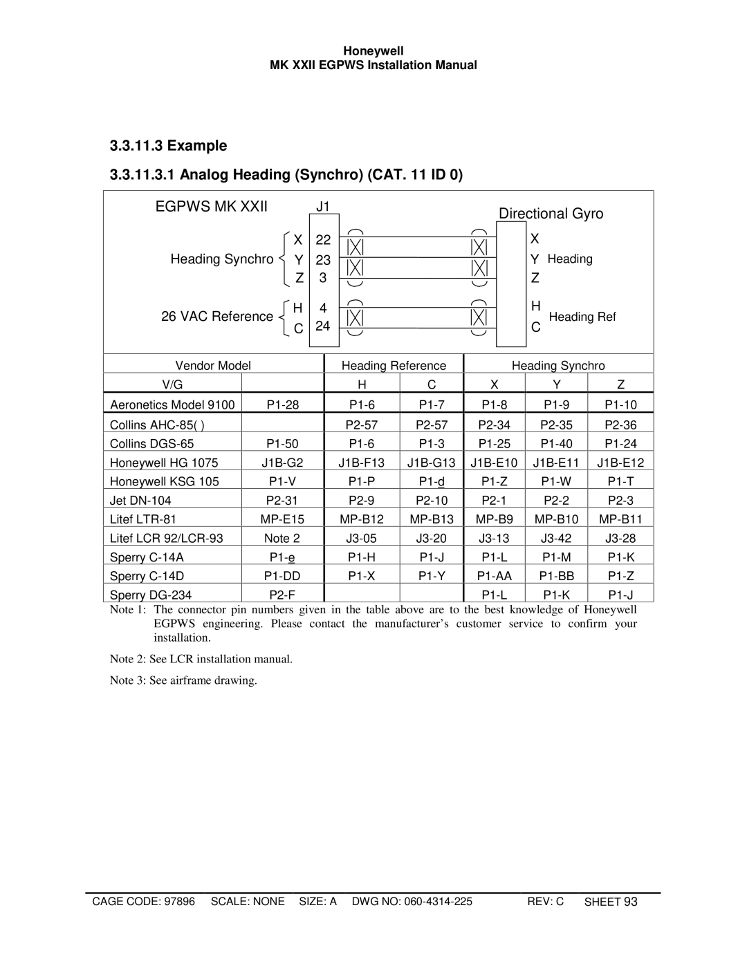 Honeywell MKXXII installation manual Example Analog Heading Synchro CAT ID, Directional Gyro 