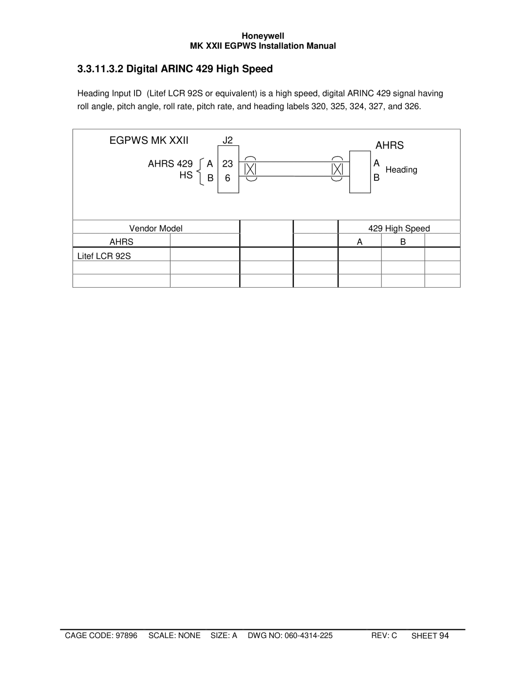 Honeywell MKXXII installation manual Heading High Speed 