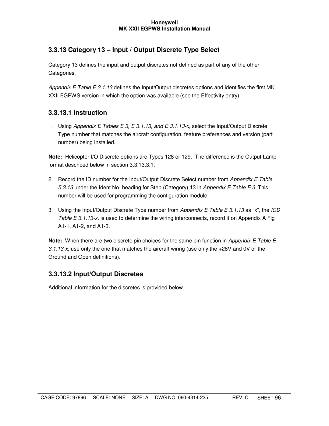 Honeywell MKXXII installation manual Category 13 Input / Output Discrete Type Select, Input/Output Discretes 