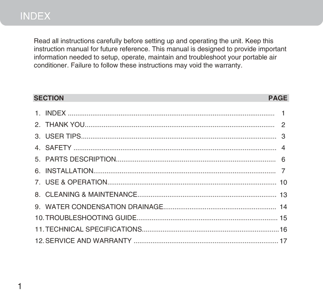 Honeywell MM14CHCS owner manual Index, Section 