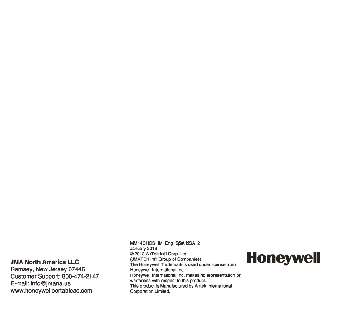 Honeywell owner manual MM14CHCS IM Eng SpaUSA USA2 2 January 