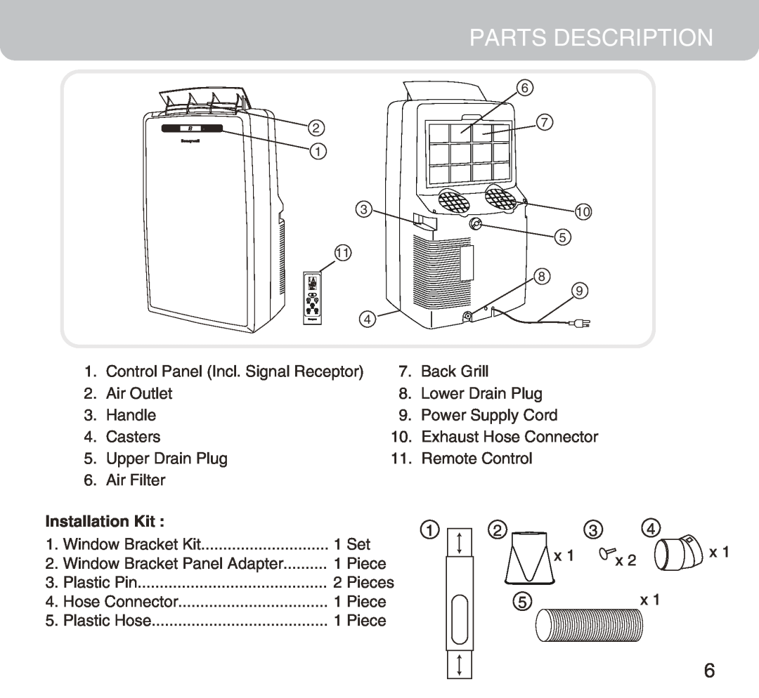 Honeywell MM14CHCS owner manual Parts Description, Installation Kit 