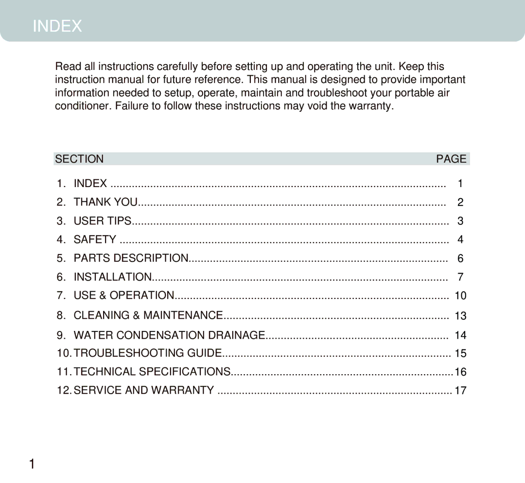 Honeywell MN12CES owner manual Index, Section 