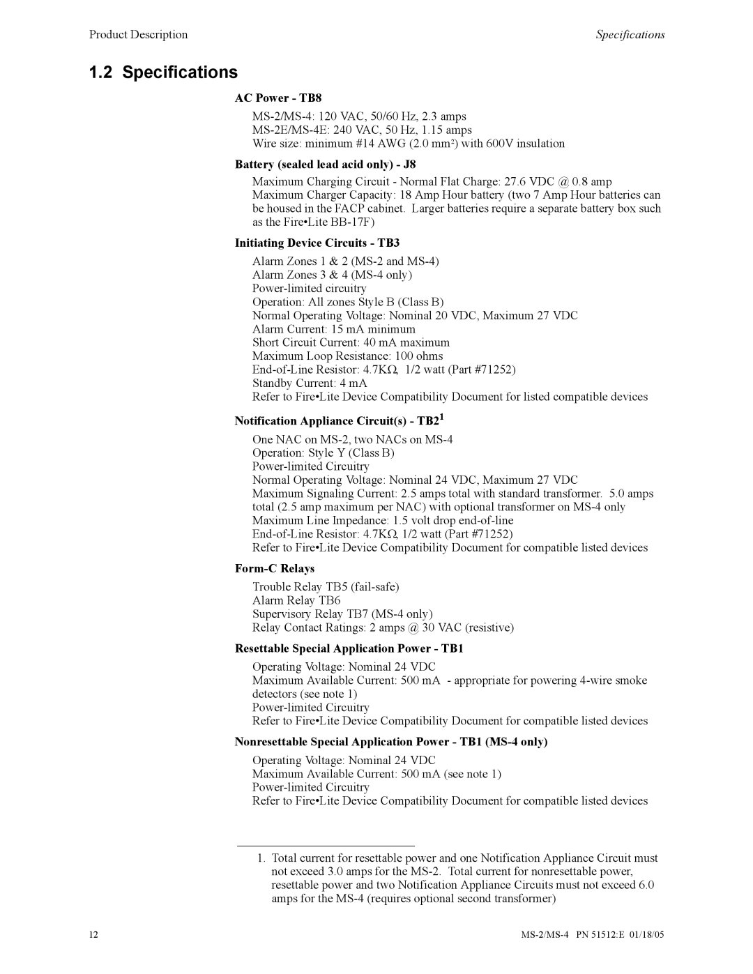 Honeywell MS-2 manual Specifications 