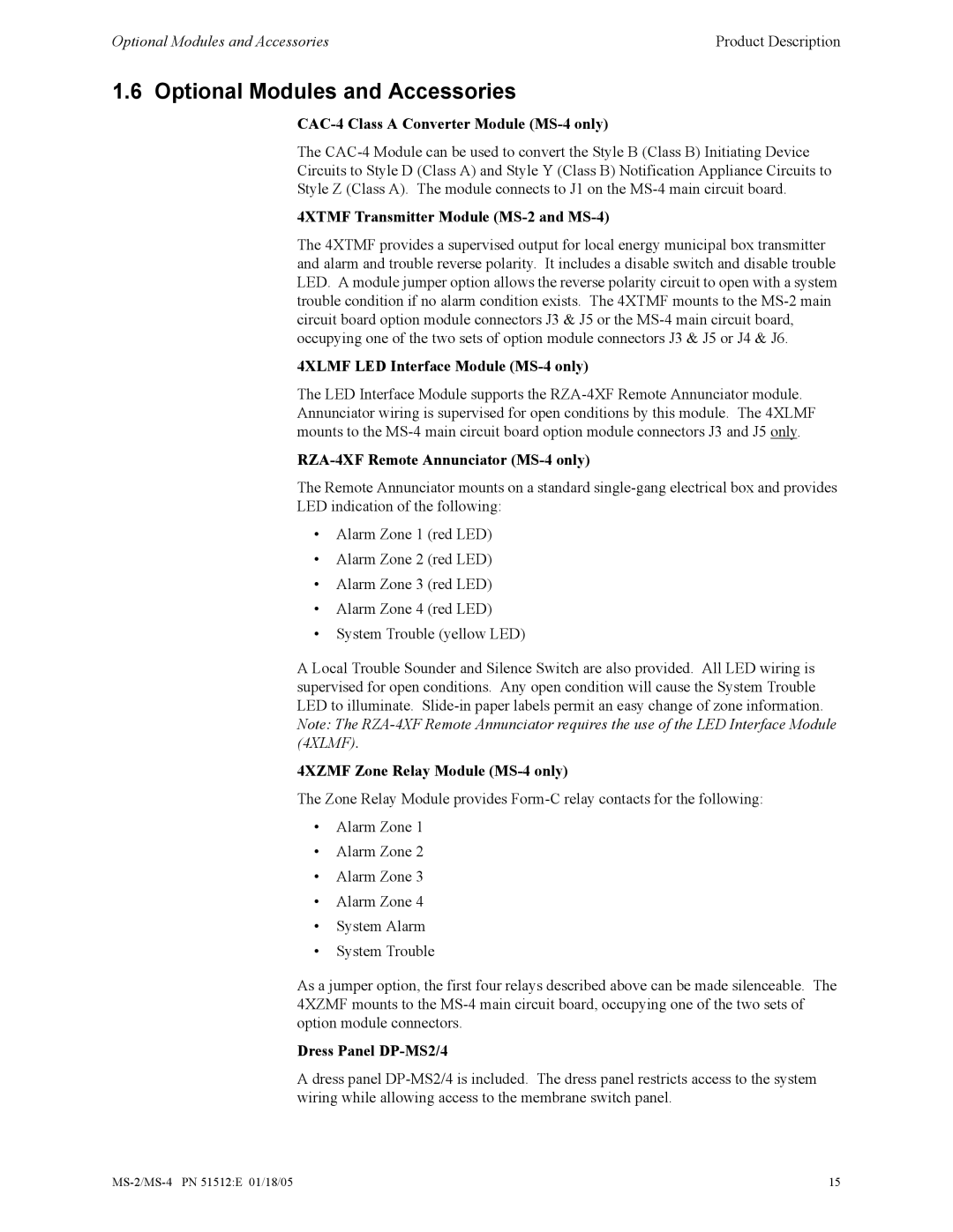 Honeywell MS-2 manual Optional Modules and Accessories 