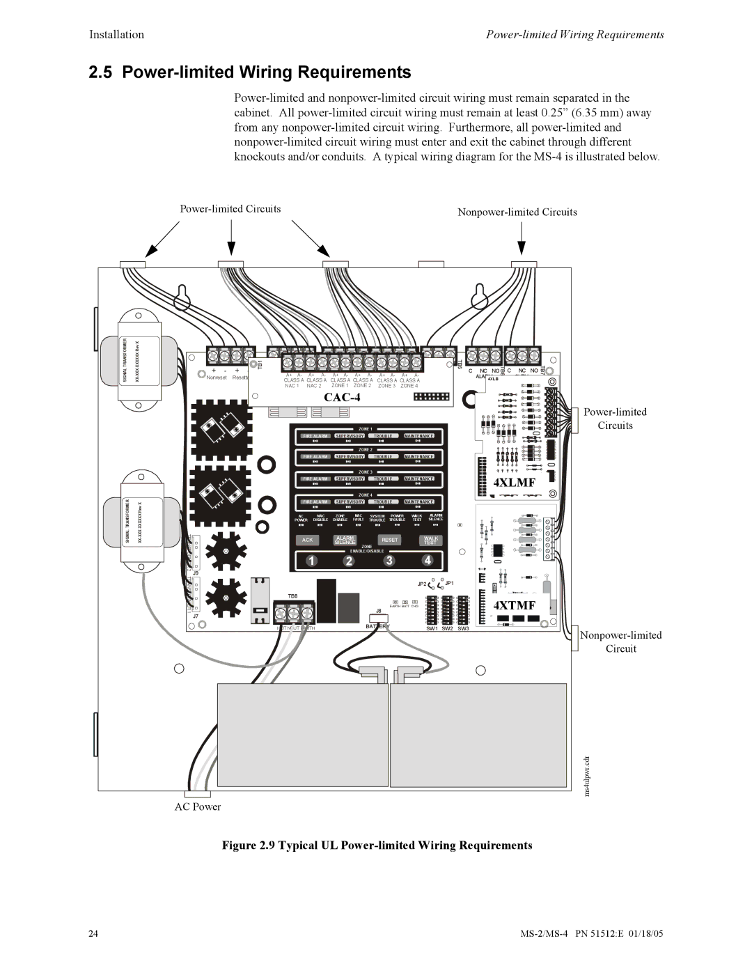 Honeywell MS-2 manual Typical UL Power-limited Wiring Requirements 